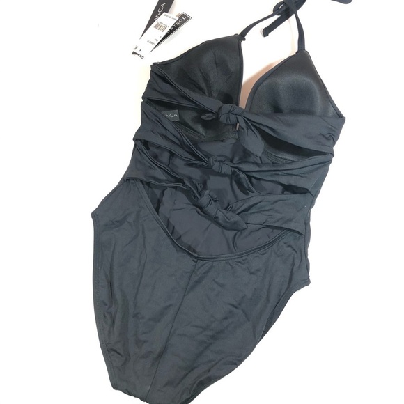 La Blanca Island Goddess Black Halter One Piece 6 - Picture 5 of 11